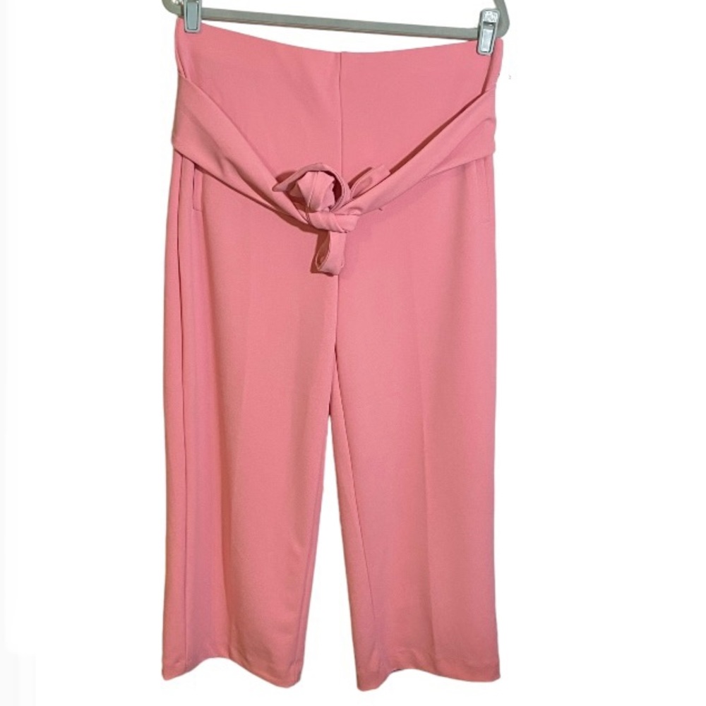 Jules & Leopold Cropped Pants High Waist Straight Leg Pink Size Large Tie Detail